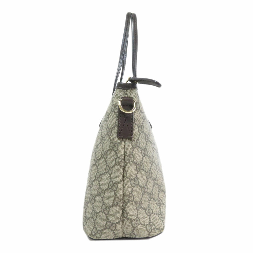 Gucci GG Supreme 2way Convertible Tote featuring brown leather - Picture 3 of 11